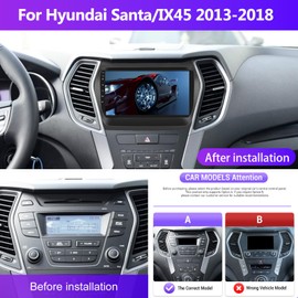 [4G+64G] Car Radio for Hyundai Santa/IX45 2013-2018 with Wireless CarPlay Android Auto,9" Touchscreen Android 15 Car Stereo with Mirror Link Voice Control WiFi/GPS,Bluetooth,FM/RDS SWC+Backup Camera
