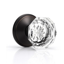 KNOBWELL Glass Door Knobs in Oil Rubbed Bronze Finish, Individual Dummy Door Knobs for Closet Hallway, Single Sided Crystal Door Knobs, Keyless Non-Turning Interior Door Knob, 1 Pack