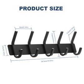 WUIVIUT Rack Wall Mounted 5 Hook Hanging for Clothes Heavy Duty Coat Hook Large Wall Hooks for Bathroom Bathroom Kitchen Entryway 1 Pack