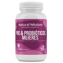 Pre & Probioticos Mujeres 10 Billones UFC + Prebioticos Hidratación Salud de la Piel Salud Digestiva | 180 Capsulas | Vitaminas Complejo B Colágeno | 