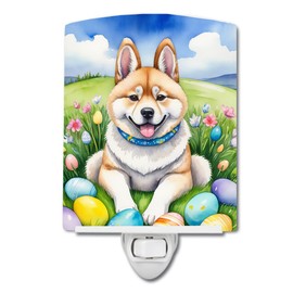 Caroline's Treasures Akita Easter Egg Hunt Ceramic Night Light Compact, UL-Certified, Ideal for Bedroom, Bathroom, Nursery, Hallway, Kitchen, 6x4x3, Multicolor