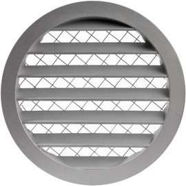 Repa Market 16cm Grey Air Vent Cover - Aluminum - Industrial Round Ventilation Grille - Metal Soffit Vent with Strainer - Mesh - Round Air Outlet or Air Intake for Home or Garage Wall