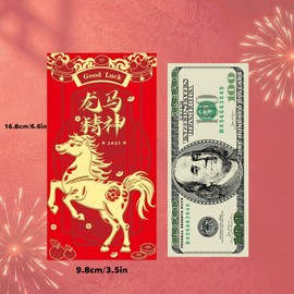 2026 6 Patterns 18 PCS Chinese New Year Red Envelopes, Lunar New Year Envelopes Decoration Chinese New Year Gifts Year of the Horse Eve Embossed Foil Chinese Lunar for Spring Festival Wedding Birthda