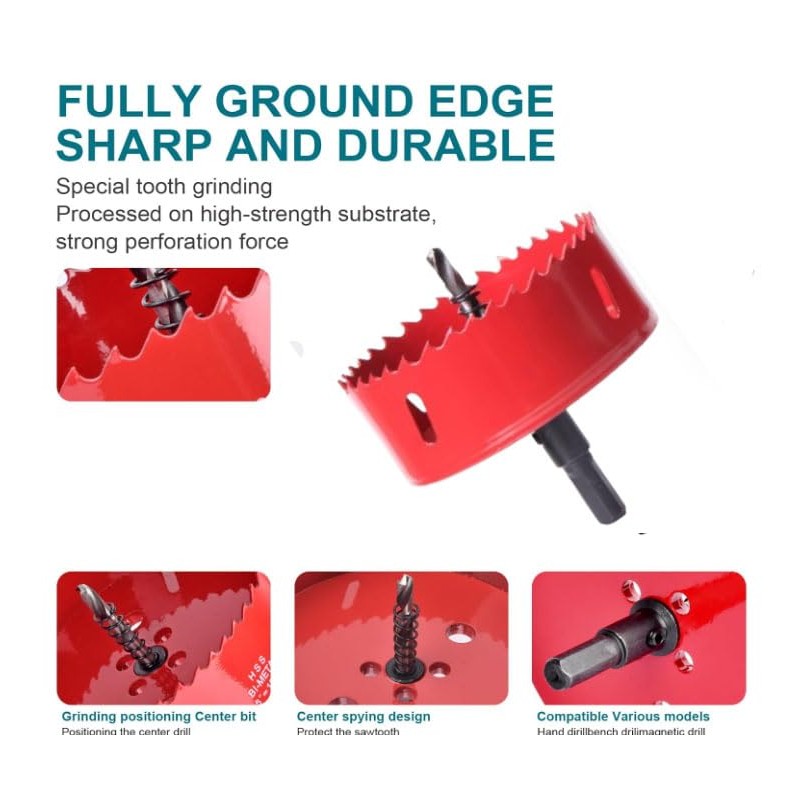 6-1/8Inch / 155mm HSS Bi-Metal Hole Cutter with Pilot Drill