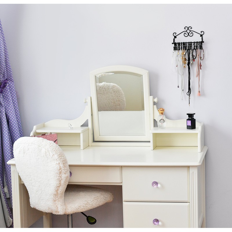 ARAD Scrollwork Design Wall Mounted Black Metal Jewelry Storage Organizer