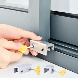 Sliding Window Security Lock & Stopper 2-Hook Latch (DD-11792) 3ea