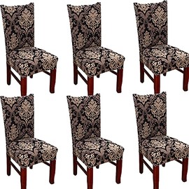 TEERFU Dining Room Chair Covers Slipcovers Set of 6, Stretch Removable Washable Dining Chair Protector Decoration Cover Seat Slipcover for Hotel,Ceremony,Banquet,Kitchen,Restaurant,Home