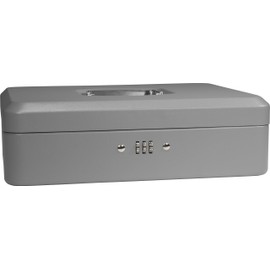 BARSKA 12-Inch Cash Box with Combination Lock , Gray