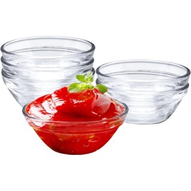 VeniVidiElite Mini Glass Bowls Set of 6 Small Dipping Bowls for Sauces, Jam, Chutney, Nut, Dessert, Ice Cream Sundae Serving, Transparent Glass