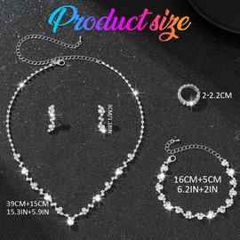 Zoestar Bridal Jewellery Set Rhinestone Necklace 5 Pieces Sparkly Crystal Bridal Necklaces Jewelry Formal Costume Jewelry Set for Women, /, No Gemstone