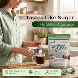 Zveet Birch Xylitol Sweetener | Keto Friendly, Non GMO Low Carb & Calorie Natural Sweetener Sugar Substitute | Kosher & Made in the USA | 5 Pound