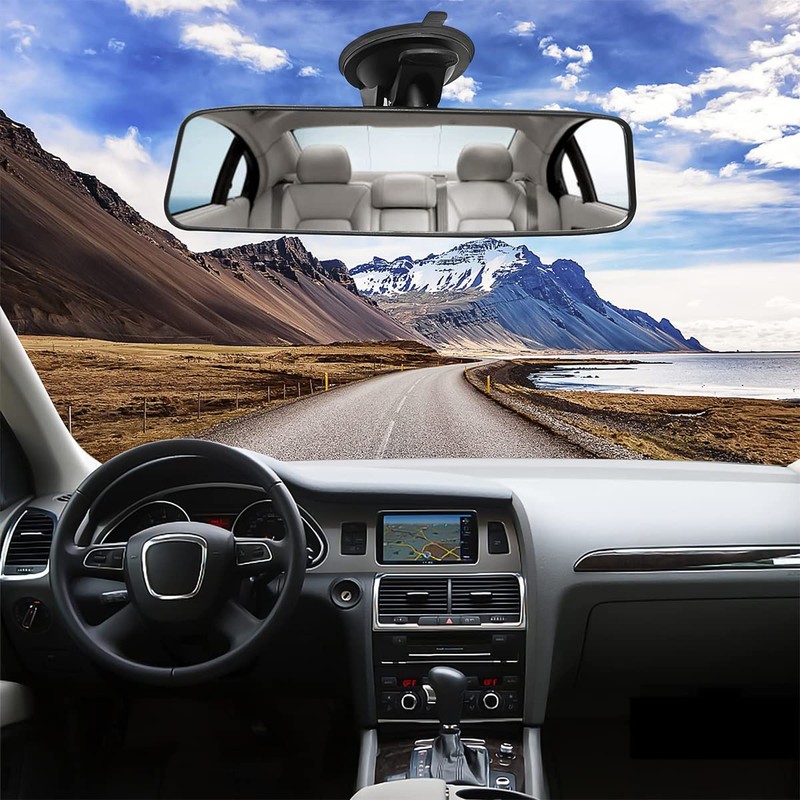 Car Rear View Mirror with Suction Cup, Anti Glare Wide