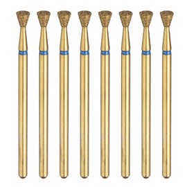 sourcing map 8pcs 120-140 Grits Diamond Grinding Bit 3.5mm Inverted Cone Head 2.35mm Shank 3mm Length Titanium Plated Stone Sanding Drill Bits Rotary Tool for Nails Grinding Polishing