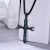 YYmqmq Black Cross Necklace for Men 925 Sterling Silver Turquoise