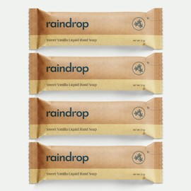 Raindrop Sustainable 4x Eco-friendly Hand Wash Refill Sachets, 1 Sachet = 1 Bottle of Soap 300 ml, Sweet Vanilla scented