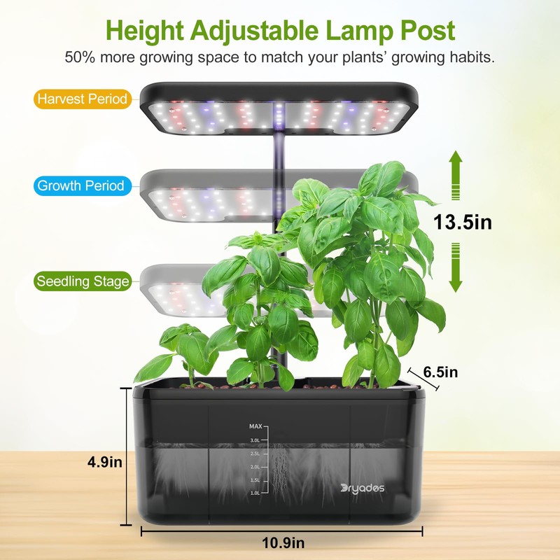 DRYADES Indoor Herb Garden Kit, Hydroponic Growing System with LED