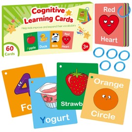 Edumix Toddler Learning Flash Cards, 60 PCS Double Sides Flashcards for Alphabets, Numbers, Colors, Shapes, Sight Words, Baby Cognitive Flashcards for Kids, Preschool Kindergarten Learning Activities