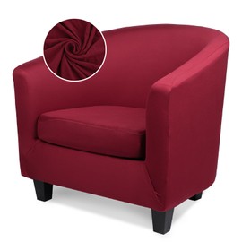 Treaful Club Chair Slipcover 2 Piece, Arm Chair Slipcover with Chair Cushion Cover, Soft Stretch Tub Barrel Chair Couch Slipcover Removable Furniture Protector for Living Room Office Hotel