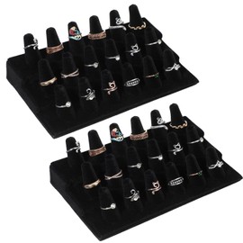 mekueeex 2PCS Velvet Ring Display Stand, 18 Holders Ring Display Stand Organizer for Jewelry Storage Drawer