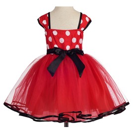 Dressy Daisy Baby Girls Polka Dots Fancy Tulle Dress Up Birthday Party Costume with Mouse Ears Headband Size 1, Red