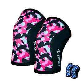 Theyet 7 mm Neoprene Compression Knee Support for Crossfit (Pack of 2), Knee Support Sports for Women and Men, Knee Sleeves, Gym, Strength Sports, Powerlifting, Bodybuilding Support, Additional (Pink,