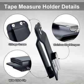 Healvaluefit TapeCatcher-Tape Measure Holder for Belt, Low-Profile Tape Measure Belt Clip Fits up to 2" Tool Belt, Measuring Tape Holder, Accessories for Electrician, Carpenter, Plumber