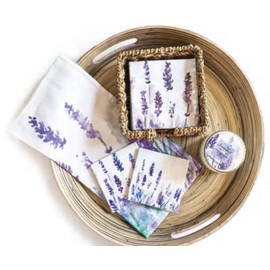 Boston International Paper Napkins Disposable 3-Ply Party Pack | Watercolor Art, 5" x 5" Dessert Beverage Cocktail Napkin 20-Count, Lavender