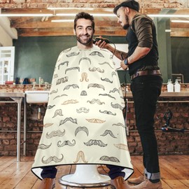 visesunny Mustache Men Barber Cape Anti-Static Hair Cutting Cape with Snap Closure Professional Salon Polyester Beard Shaving Bib Water-Resistant Hairdressing Cape Adjustable Snap
