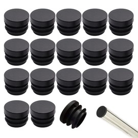 Zasvec Pipe Plugs, Round Plastic, Pack of 32, Lamellar Plugs for Round Pipes, Diameter 16 mm, Pipe Cover, Black, Chair Leg Plugs, Chair Plugs for Stools, Steel Tube Chairs