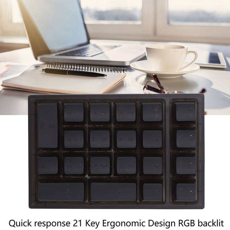 21 Key Numeric Keypad RGB Backlit Ergonomic Small Mechanical Numpad