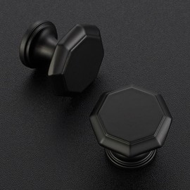 Ravinte 5 Pack Matte Black Kitchen Cabinet knobs Single Hole Drawer Pulls for Bathroom, Dresser Drawer and Cupboard Hardware