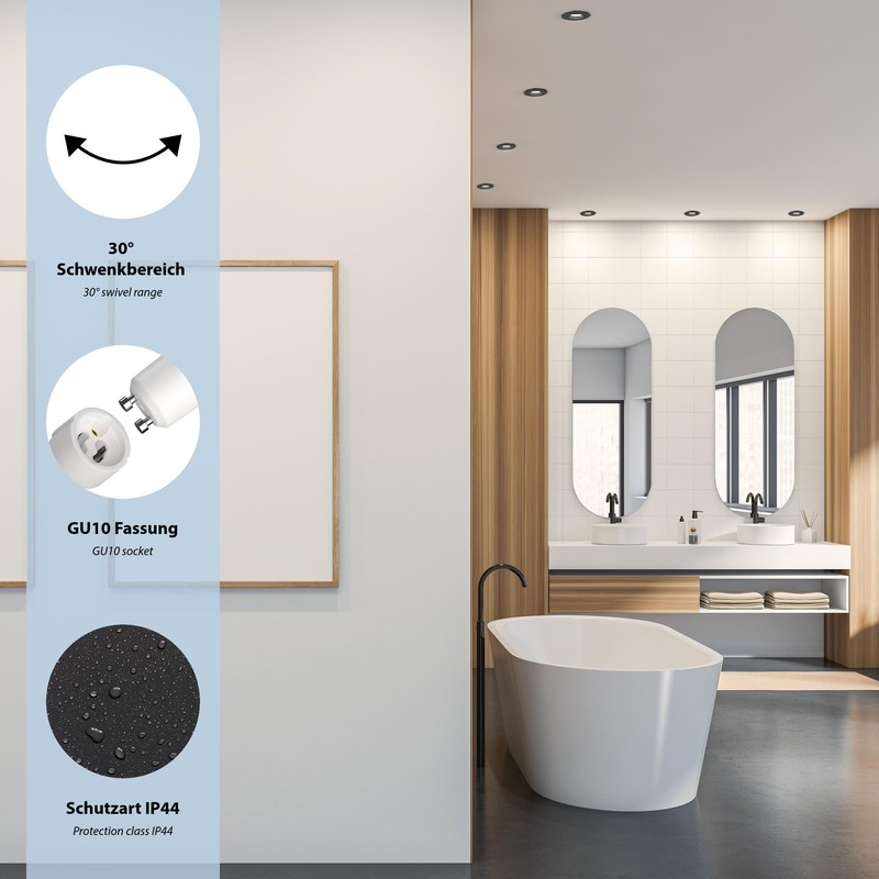 ledscom.de ERID Bathroom Ceiling Mounting Frames for Wet Rooms, IP44,