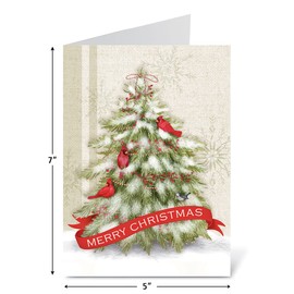 Current Winter Tree Christmas Greeting Cards Set - Set of 18 Large 5 x 7-Inch Folded Cards, Themed Holiday Card Value Pack, Envelopes Included