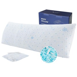 Dreamood Cooling Body Pillow with Pillowcase, Adjustable Shredded Memory Foam Pregnancy Long Full Bed Body Pillows for Adults Side Sleeper - with Washable Soft Cooling Double-Sided Cover, 20x54 inch