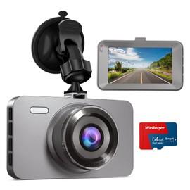WeBeqer Dashcam 1080P, Dashcam Auto Camera mit 3" IPS Bildschirm, Dashcam Auto Vorne mit 64G SD Karte, Dash Cam Auto Nachtsicht, WDR, 176° Superweitwinkel, Parküberwachung, G-Sensor, Loop-Aufnahme