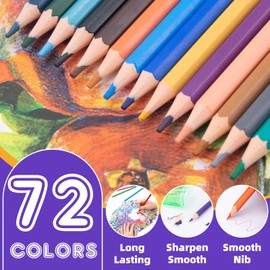 WISYOK WISYOK 72 Buntstifte, Art Farbstifte Set, Holzstifte, Perfekte Wahl für Kinder, Erwachsene Künstler auf Malbuch, Coloring Pencils zum Ausmalen, Färben, Malen, Skizzieren