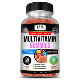 Kaya Naturals Adult Multi Vitamin Gummy, Biotin, Vitamin A, C & E, Including Zinc &Vitamin B-12, Folic Acid, Strawberry Flavor | Gluten-Free multivitamins Sweet Adult Gummies - 60 Gummies