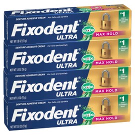 Ultra Max Hold Plus Scope Secure Denture Adhesive for Full and Partial Denture Wearers, Blue, 1.8oz 4 Pack