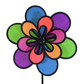 In the Breeze 2693 15 Inch Double Wind Colorful Spinner for Your Yard and Garden, 15" Neon Windee Wheelz and Flower