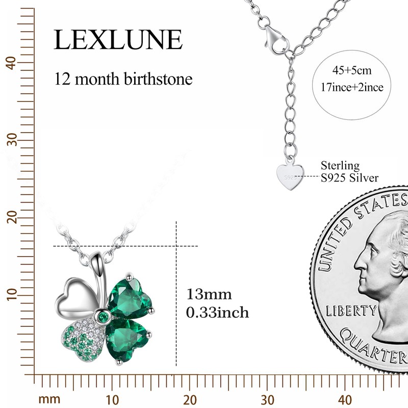 LEXLUNE 4 Leaf Clover Necklace For Women, Sterling S925 Silver