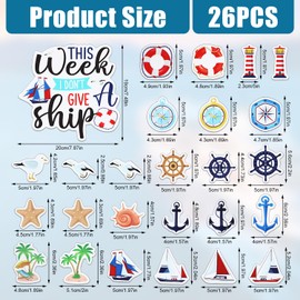 26pcs Cruise Door Magnets Decorations, Funny Anchor Cruise Ship Magnets for Door Magnetic Stickers for Fridge Refrigerator Car Computer Carnival Party Supplies Favors