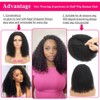 Kinky Curly Half Wig Human Hair 200% Density 3 In