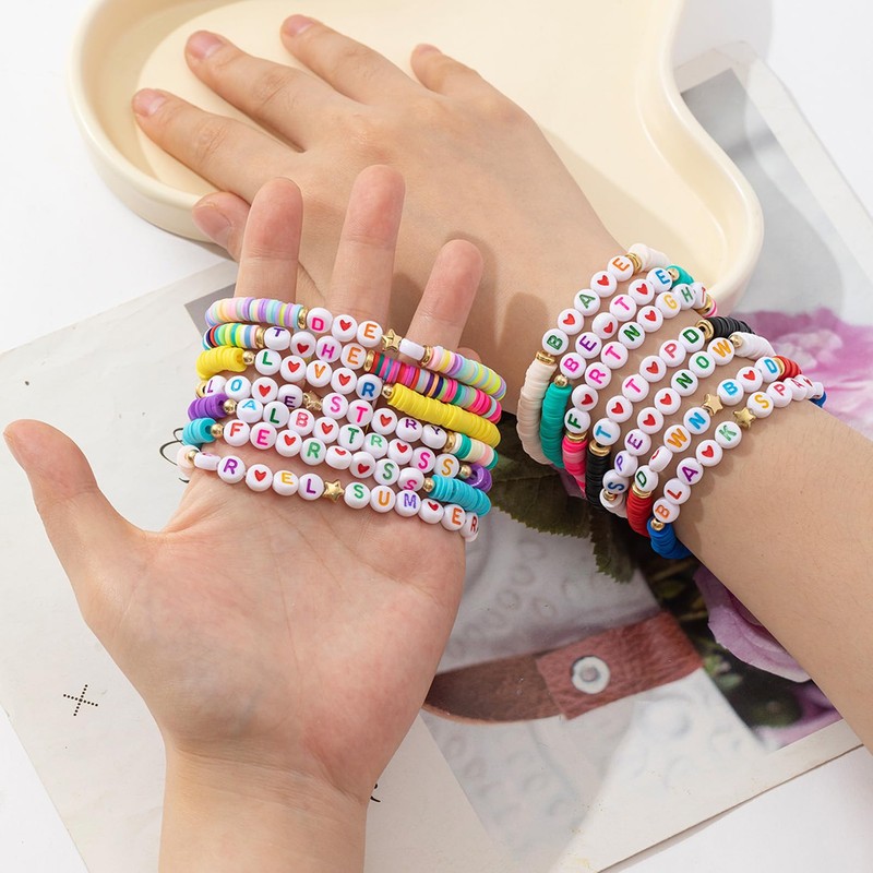 yongder Clay Bead Friendship Bracelets for Women (Polyester)