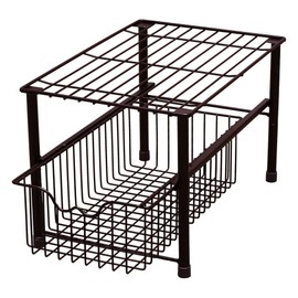 DecoBros Stackable Under Sink Cabinet Sliding Basket Organizer Drawer,Bronze
