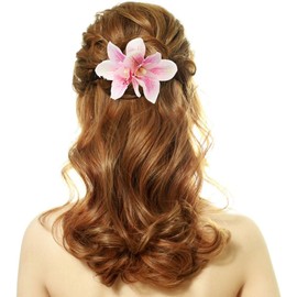 3 PACK Flower Hair Clips, Orchid Alligator Clips Big Bohemian Hair Pins Flower Hair Barrettes Daisy Alligator Hair Clips for Wedding Bridal Beach Party (Style 1, One size)