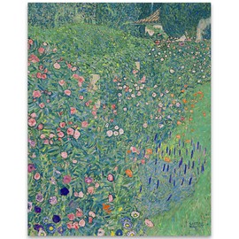 Gustav Klimt - The Italian Garden 11x14 Unframed Print – Impressionist Floral Wall Art for Bedroom, Office, Living Room, Sunroom – Romantic Flower Painting, Vintage Botanical, Nature-Inspired Décor