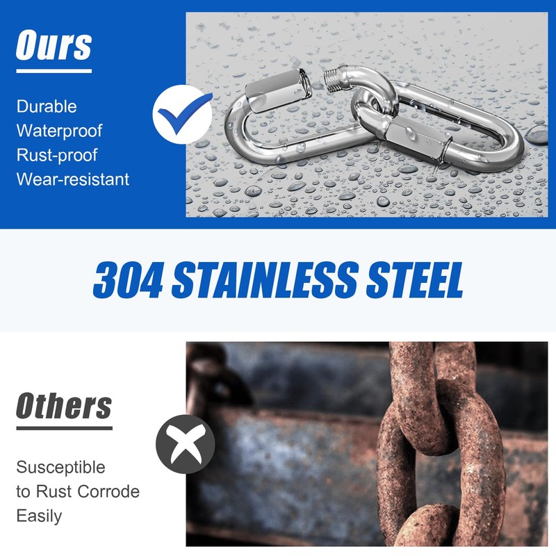 KINLINK Quick Link Chain Connector, 304 Stainless Steel 5PCS M4