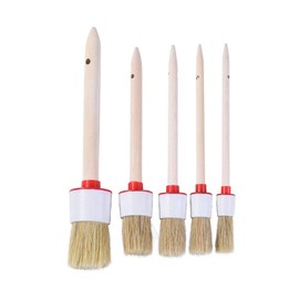 JSCARLIFE Auto Car Detailing Brush Boar Hair Car Cleaning Brush（Set of 5） for Cleaning Wheels, Dashboard, Interior, Exterior, Leather, Air Vents, Emblems Cleaning