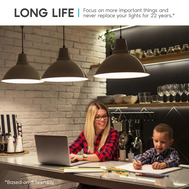 LUXRITE Dimmable 3500K A19 Led Light Bulbs 4 Pack 1600