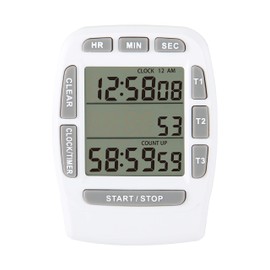 HonorMeet Digital Kitchen Triple Timer,Count-down & Count-up Tracking,Loud Buzzer Reminder,Battery Replaceable for Baking Cooking BBQ Gym Exam Meeting Personal Care. (White)